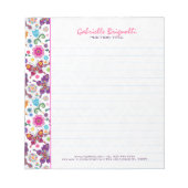 Farbenfrohe Niedliche Schmetterlinge und Blume Mus Notizblock (Vorderseite)