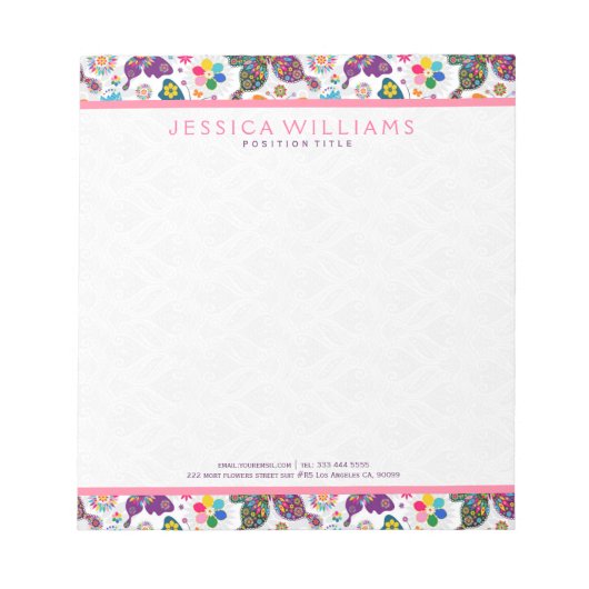 Farbenfrohe Niedliche Schmetterlinge und Muster fü Notizblock (Vorderseite)