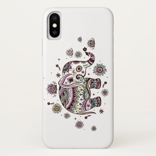 Farbenfrohe Niedliche Stammes-Blume Elephant Illus Case-Mate iPhone Hülle (Rückseite)