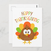 Farbenfrohe Niedliche Türkei Fall glücklich Thanks Postkarte (Vorne/Hinten)