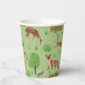 Farbenfrohe Niedliche Waldtiere Grüne Wiese Pappbecher (Links)