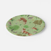 Farbenfrohe Niedliche Waldtiere Grüne Wiese Pappteller (Schrägansicht)
