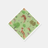 Farbenfrohe Niedliche Waldtiere Grüne Wiese Serviette (Ecke)