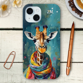 Farbenfrohe Niedliche Whimsical Giraffe iPhone 15 Hülle