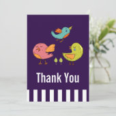 Farbenfrohe Niedliche Whimsikvögel Vielen Dank Dankeskarte (Stehend Vorderseite)