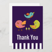 Farbenfrohe Niedliche Whimsikvögel Vielen Dank Dankeskarte (Vorne/Hinten)