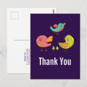 Farbenfrohe Niedliche Whimsikvögel Vielen Dank Postkarte (Vorne/Hinten)