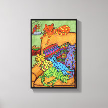 Farbenfrohe Niedliche Zeichnend Cats Chair Napping