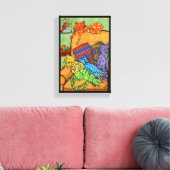 Farbenfrohe Niedliche Zeichnend Cats Chair Napping Leinwanddruck (Insitu (Wohnzimmer))