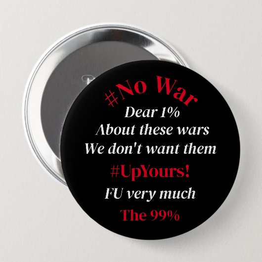 Farbenfrohe #No War Typografie Button (Vorne & Hinten)