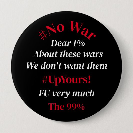 Farbenfrohe #No War Typografie Button (Vorderseite)