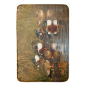 Farbenfrohe Northern Shoveler Ducks in der Marsh Badematte (Vorderseite Vertikal)