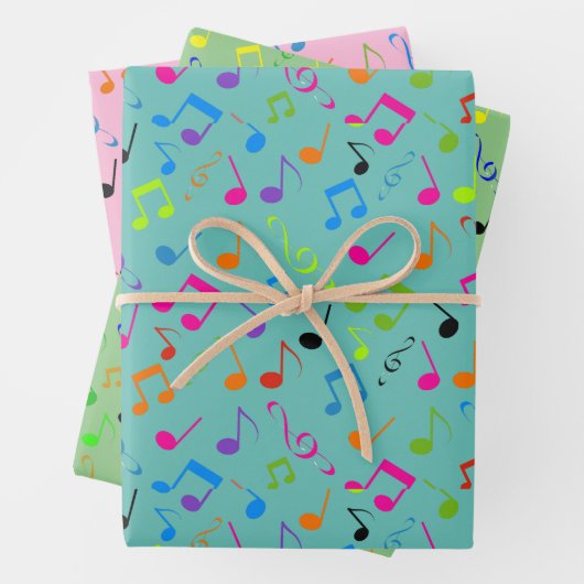 Farbenfrohe Notengestaltung Geschenkpapier Set (Beispiel)