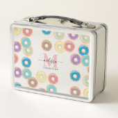 Farbenfrohe Nudeln und Sprinklen Monogramm Metall Brotdose (Rückseite)