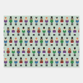 Farbenfrohe Nussknacker Geschenkpapier Set