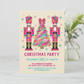 Farbenfrohe Nutcracker & Glitzer Weihnachts-Party Einladung (Stehend Vorderseite)