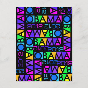 Farbenfrohe Obama 2012 Postkarte, anpassen Postkarte