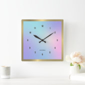 Farbenfrohe Ober-Hintergrund Goldakzent Quadratische Wanduhr (Zuhause)