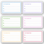 Farbenfrohe oberste Prioritäten Tagesplaner Aufkleber (Vorderseite)