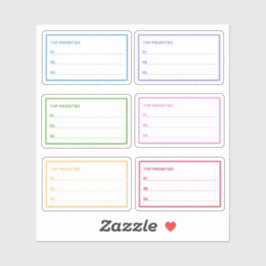 Farbenfrohe oberste Prioritäten Tagesplaner Aufkleber