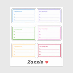 Farbenfrohe oberste Prioritäten Tagesplaner Aufkleber
