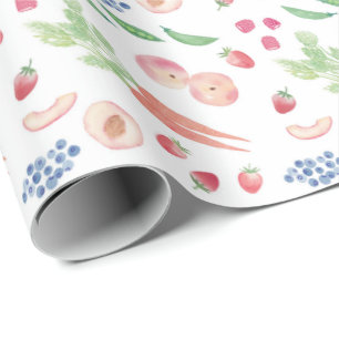 Farbenfrohe Obst und Gemüse Sommermarkt Bauern Geschenkpapier