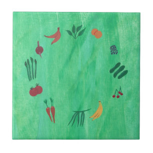 Farbenfrohe Obst- und Gemüsestücke Fliese
