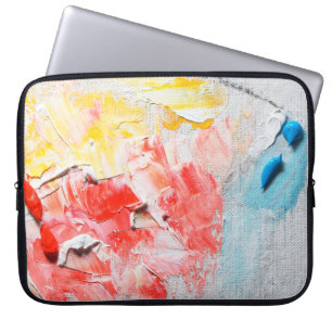 farbenfrohe Ölfarbe auf Leinwand Farbe,Pinsel,Stri Laptopschutzhülle