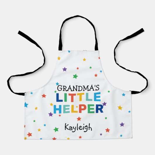 Farbenfrohe Oma's Kleine Helferin | Name der Kinde Schürze (Vorderseite)