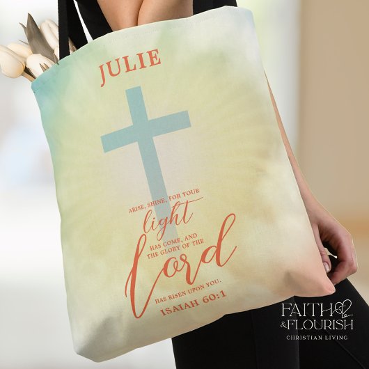 Farbenfrohe Ombre Cross Bible Verse Personalisiert Tasche