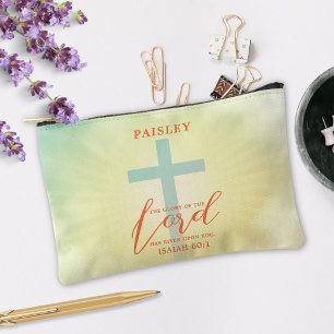 Farbenfrohe Ombre Cross Bible Verse Personalisiert Zubehörtasche