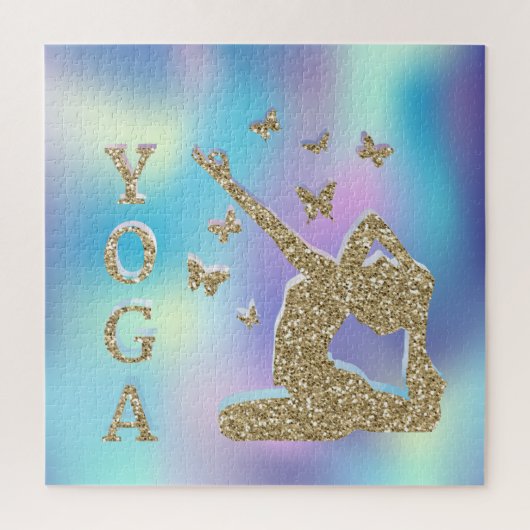 Farbenfrohe Ombre Glitzer Women Yoga Puzzle (Vertikal)