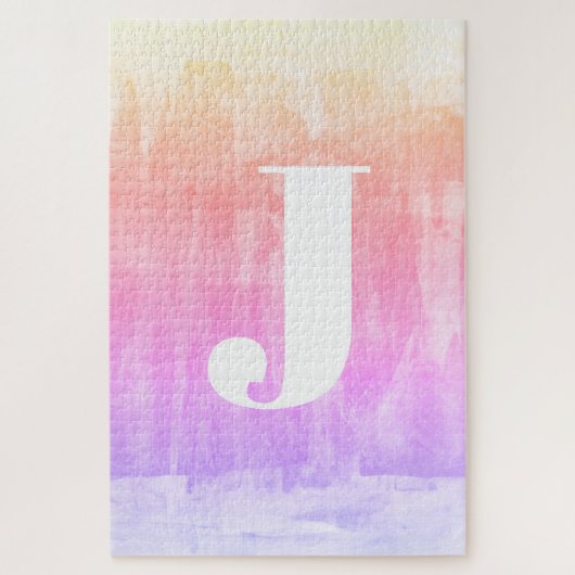 Farbenfrohe Ombre Gradient Monogram Puzzle (Vertikal)