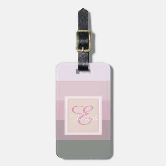 Farbenfrohe Ombre Streifen Monogram Personalisiert Gepäckanhänger (Vorderseite vertikal)