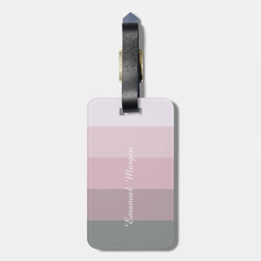 Farbenfrohe Ombre Streifen Monogram Personalisiert Gepäckanhänger (Rückseite vertikal)