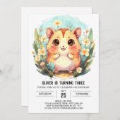 Farbenfrohe Online-Hamster zum Geburtstag Einladung (Vorne/Hinten)