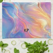 Farbenfrohe Opal-Strudel-Marmor-Textur Geschirrtuch (Gefaltet)