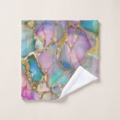 Farbenfrohe Opal- und Liquid-Gold-Handtuch Badhandtuch Set (Waschlappen)