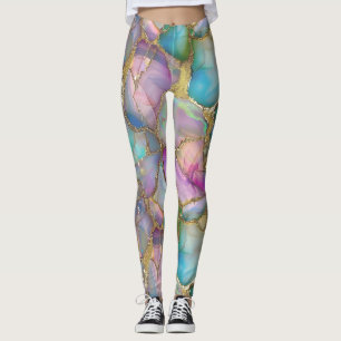 Farbenfrohe Opal- und Liquid-Gold Leggings