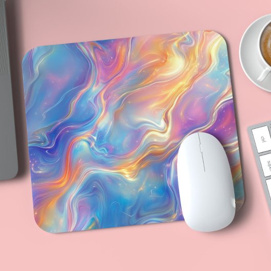 Farbenfrohe Opal-Wirbel-Marmor-Textur Mousepad