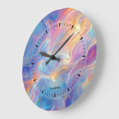 Farbenfrohe Opal-Wirbelmarmor-Textur Große Wanduhr (Winkel)