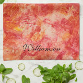 Farbenfrohe Orange Abstrakte Malerei anpassbar Geschirrtuch (Gefaltet)