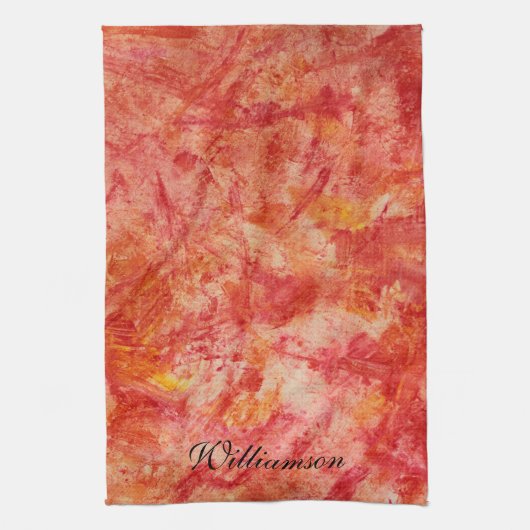 Farbenfrohe Orange Abstrakte Malerei anpassbar Geschirrtuch (Vertikal)