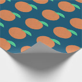 Farbenfrohe Orange Frucht Fun Citrus Muster Marine Geschenkpapier (Ecke)