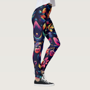 Farbenfrohe orange-gelb-rosa Blume Abstrakt Leggings