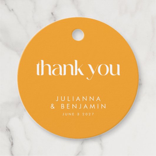 Farbenfrohe Orange Geometric Wedric Custom Vielen Geschenkanhänger (Vorderseite)