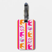 Farbenfrohe Orange Hot Pink Elefanten Paisley Hear Gepäckanhänger (Rückseite vertikal)