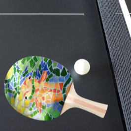 Farbenfrohe Orange Koi Fisch Mosaik Kunst Tischtennis Schläger