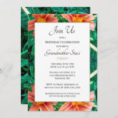 Farbenfrohe Orange Lilly Großmutter Birthday Flora Einladung (Vorne/Hinten)