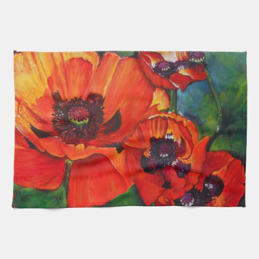 Farbenfrohe Orange Oriental Poppies Handtuch (Horizontal)